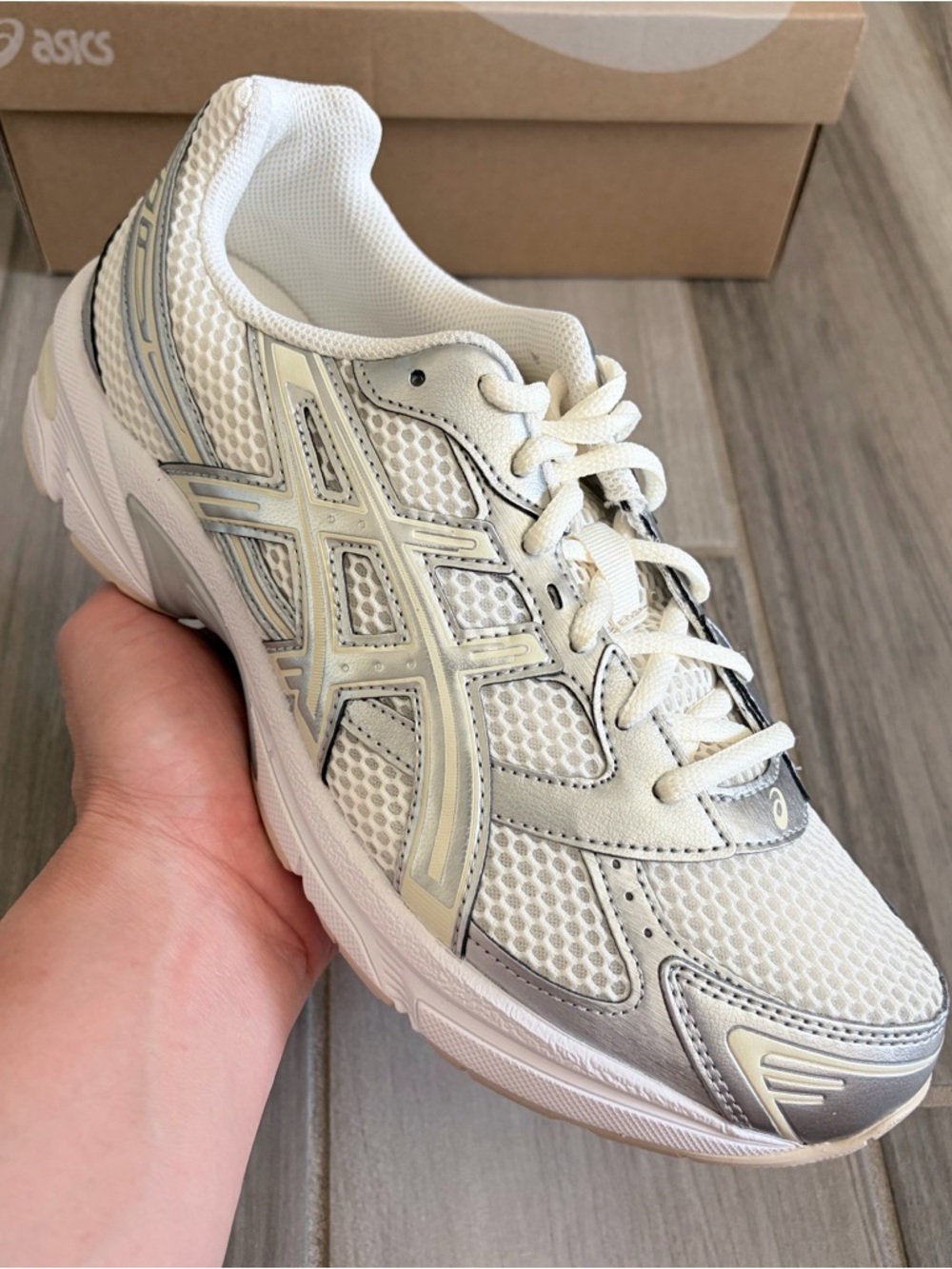 Women's ASICS GEL-1130 Casual Shoes - Cream Pure Silver 1202A164-107 - Picture 5 of 9